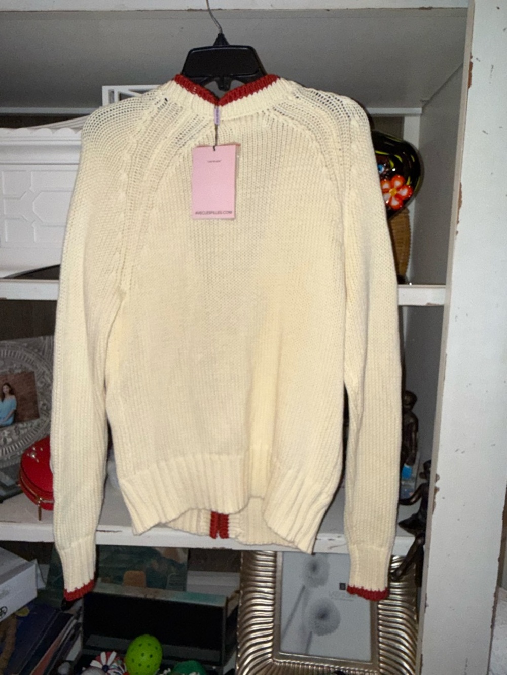 Avec Les Filles Xs cardigan sweater cardigan red trim toggle buttons plain back - Picture 6 of 6
